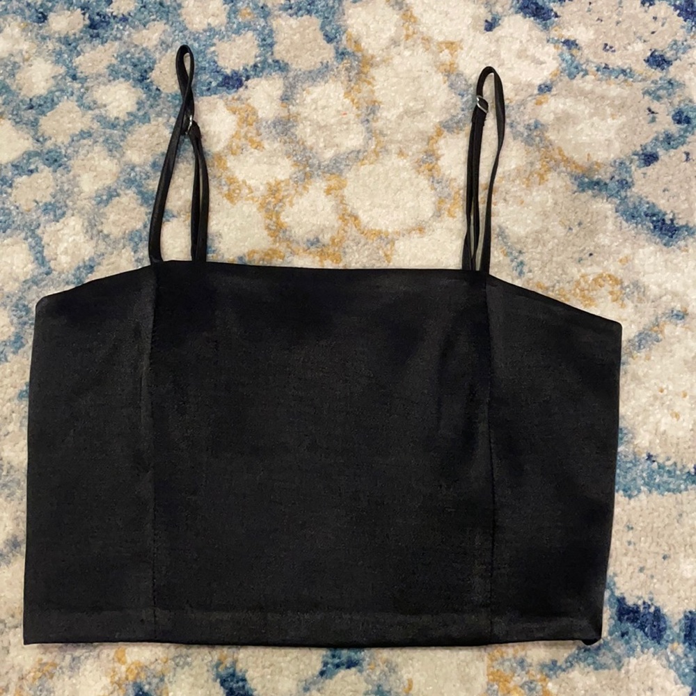 Zara Black Satin Tank Top